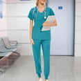 thumbnail image 1 of Conjunto de uniforme médico para mujer, ropa de trabajo de enfermera, transpirable, cintura elástica, secado rápido, Color sólido, pantalones, 1 of 8