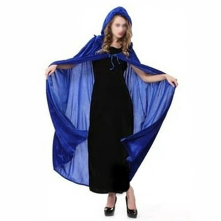 Halloween Witch Cloak Wizard Hooded Robe Cloak Cosplay Masquerade Costume (Dark Blue)