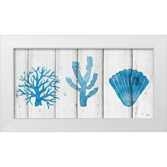 Fay, Mela 32x18 White Modern Wood Framed Museum Art Print Titled - Blue Corals
