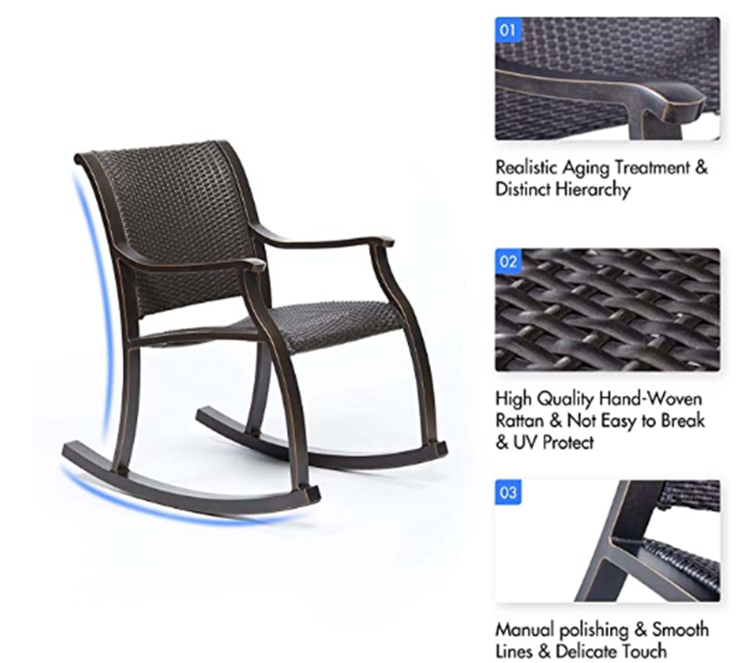 Direct Wicker Rattan Rocker Chair, Weather Resistant Wicker Rocking