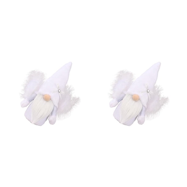 Yuarrent Muñeco sin rostro de gnomo de Navidad, decoración de de vacaciones artificiales, juguete de felpa larga de estilo bonito, Blanco 2piezas