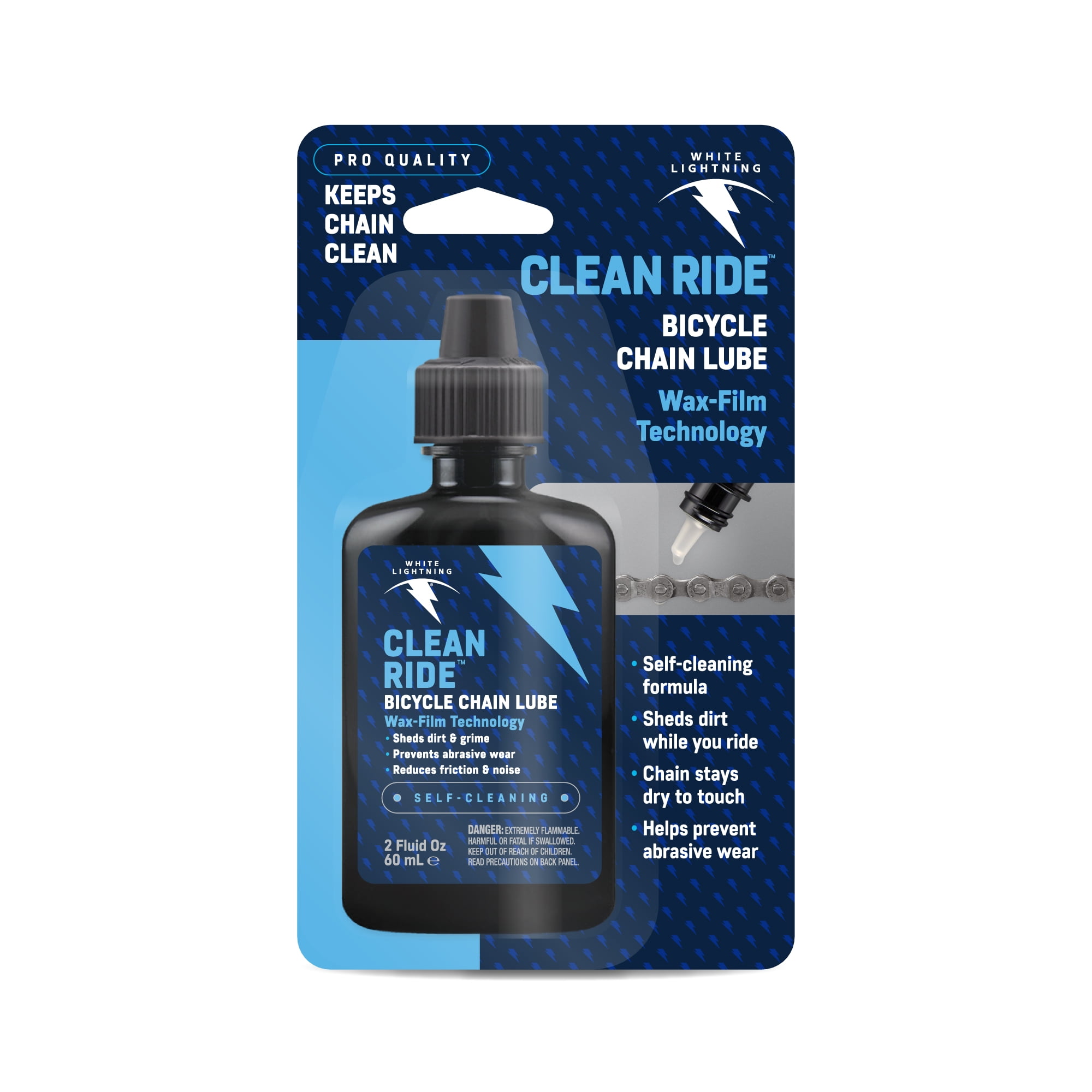 White Lightning Clean Ride Bicycle Chain Lubricant 2oz