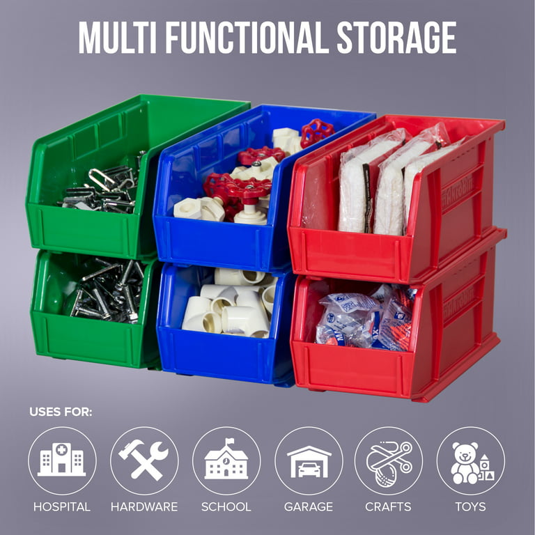 Akro-Mils Stackable Storage Bins, AkroBins 30230 Stacking Organizer,  11x5x5, Black, 12-Pack