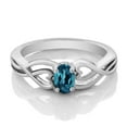 thumbnail image 2 of Gem Stone King 925 Sterling Silver London Blue Topaz Women's Ring (0.55 Cttw, Oval 6X4MM, Gemstone Birthstone, Available 5,6,7,8,9), 2 of 4