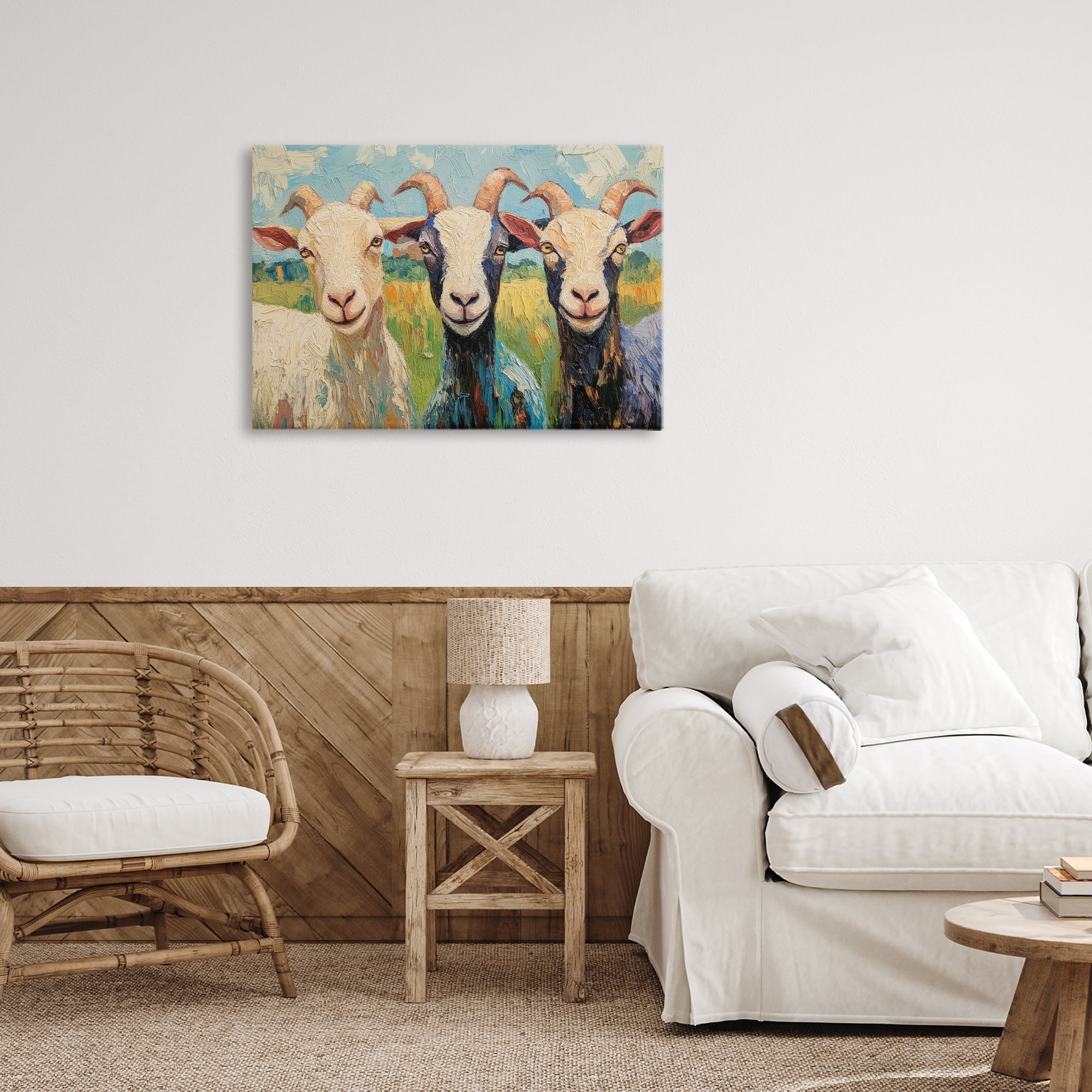 Stupell Industries Billy Goats in Bright Pasture Canvas Wall Art, design by Petal Prints Design