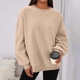 thumbnail image 5 of Loose Fit Solid Color Long Sleeve Pullover Tops for Women Crewneck Sweatshirt Soft Oversized Pullover, 5 of 5