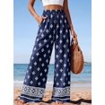 thumbnail image 6 of Wrongduck Womens Pants Elastic Waist Floral Lightweight Palazzo Pants for Women Casual Lounge Wide Leg Pants Woman, 6 of 7