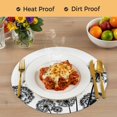 thumbnail image 4 of Dandelion Round 13 Inch Placemats Set of 8, Black White Modern Country Rustic Plants HeatResistant Non Slip Place Mats for Dining Table, Wipeable Braided Kitchen Table Mats for Housewarming, 4 of 9