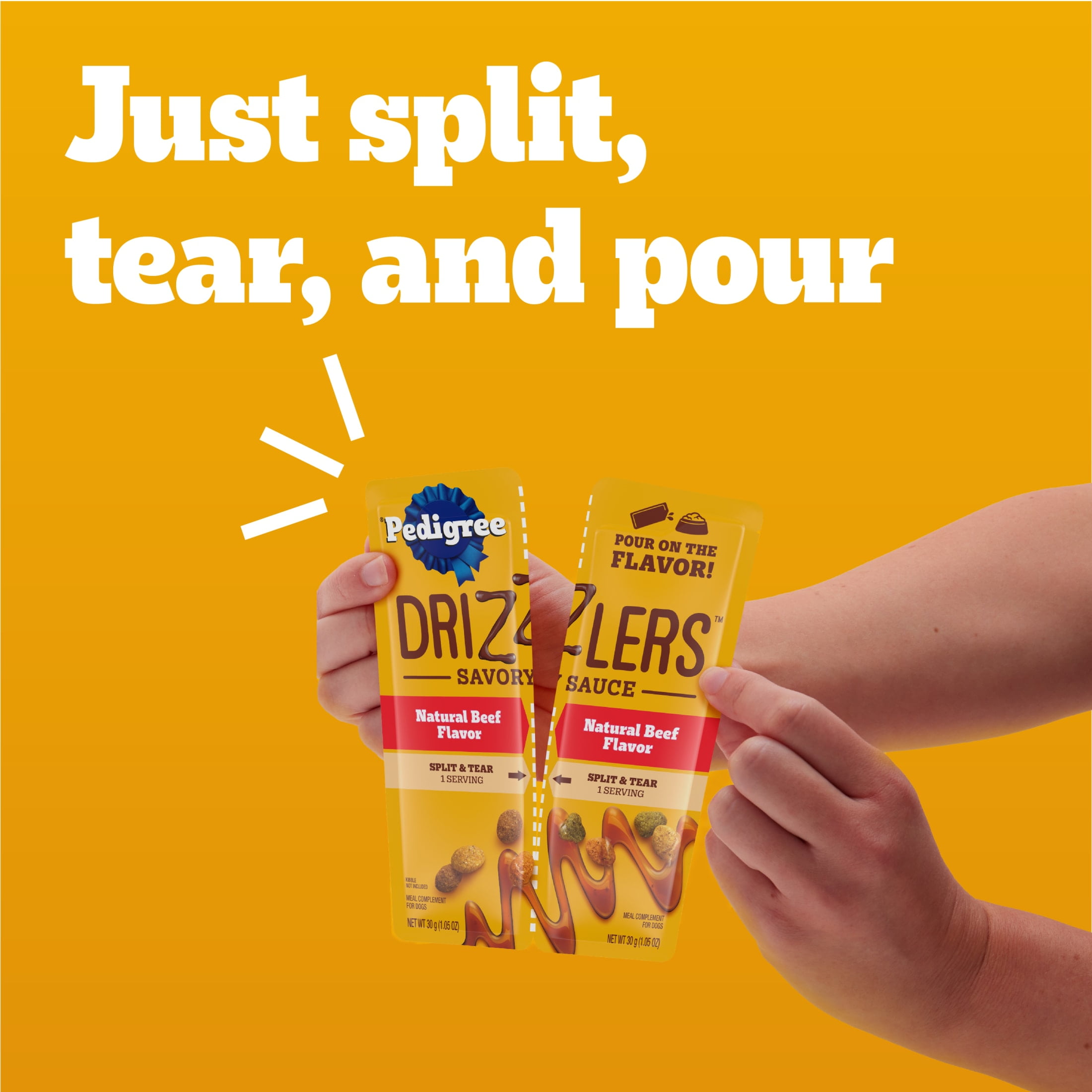 Pedigree Drizzlers Savory Sauce Natural Beef Flavor, 60g Twin Pouch (22 Count, 48 Servings Total)