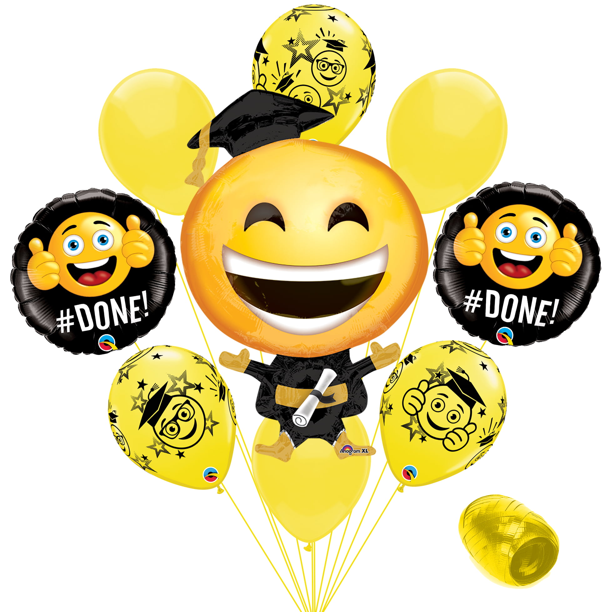 Details about 7 pc Emoji Happy Graduation Balloon Bouquet Congratulations  Congrats Grad Smiley Party Supplies Home & Garden Party Balloons