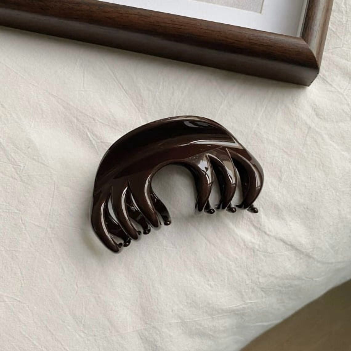 Large Chocolate Shark Clips - Strong Grip for Thick Hair, Elegant Design for Daily Wear