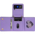 thumbnail image 3 of Phone Case for Samsung Galaxy Z Flip 4 5G 2022 Wallet Cover with Credit Card Holder Slot Crossbody Strap Lanyard Cell ZFlip4 Z4 Flip4 4Z Women Girls Men Purple, 3 of 13