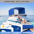 thumbnail image 2 of Garvee 3 Bow Bimini Top for Boat with Removable Side Curtains, 600D Marine-Grade Waterproof Canopy with Rear Support Poles & Storage Boot, Fits 85"-90" W x 6'L x 46"H, Blue, 2 of 8