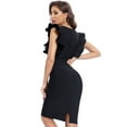 thumbnail image 3 of BEAUKEY Women Ruffle Bandage Dress Deep V Neck Evening Female Bodycon Black Knee Length, 3 of 6