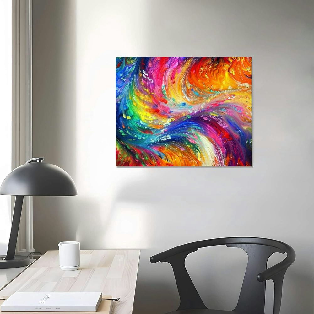 COMIO Abstract Colorful Wall Art Rainbow Canvas Wall Decor Bright Multicolor Color Blocks Splash Picture Art Modern Contemporary Prints Artwork for Home Living Room Bedroom Office Decoration