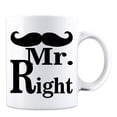 thumbnail image 1 of Mad Ink Fashions Mrs. Always Right & Mr. Right Funny Novelty Couples 11 Ounce Coffee Mugs - Sold Individually | Great for Bride, Groom, Bachelor and Bachelorette Party (Mr. Right Mug), 1 of 4