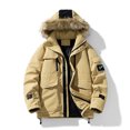 thumbnail image 2 of Parka de invierno para hombre, nueva chaqueta de felpa gruesa y cálida con forro polar y cuello de piel con capucha, para otoño e invierno, 2023, 2 of 4