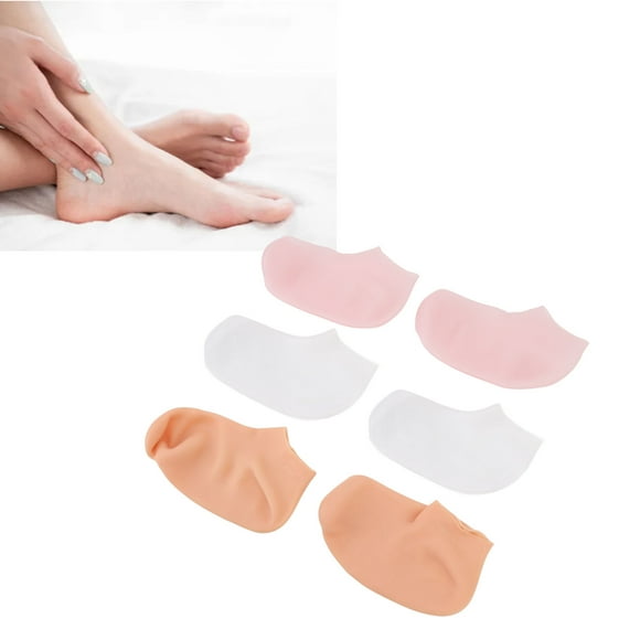 Calcetines de Pies de Silicona, Calcetines Hidratantes de Silicona 3 Pares Transirables Anti -Slip para Piel Agrietada Seca