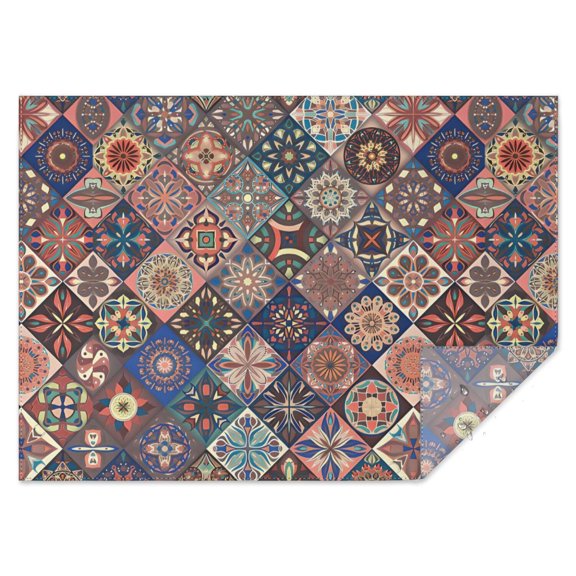 Boho Bohemia Flower Rectangle Tablecloth 60"x84",Waterproof Polyester Rectangle Table Cloth, Wipeable Spillproof Polyester Tablecloth for Dining, Camping, Indoor and Outdoor