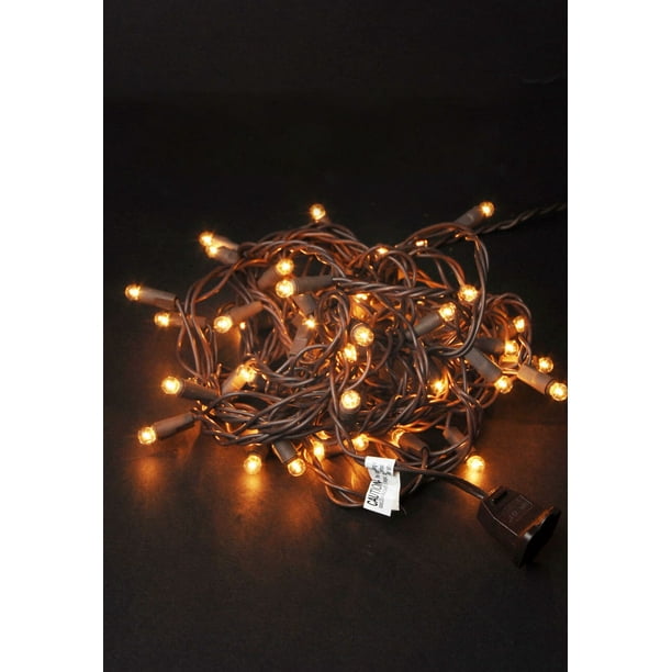 Mini Globe Lights String 50 Clear Lights 18.5 FT Brown Wire Strand