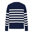thumbnail image 4 of HAiming Women's Oversized Striped Sweater Fall Winter Long Sleeve Side Slit Blouse Crew Neck Ribbed Knit Pullover Tops, 4 of 9