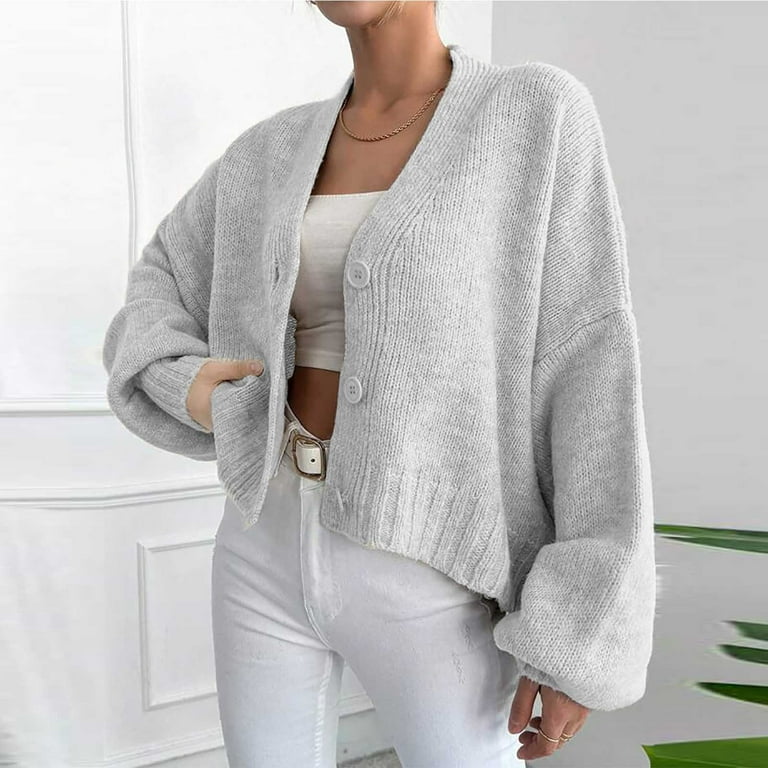 CENGNIAN No Boundarie Women's Long Sleeve Knit Cropped Sweaters