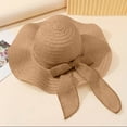 thumbnail image 5 of QSAWXQZ Women's Straw Sun Hat Wide Brim Bow Tie Packable Beach Outdoor Summer Hat Lightweight Travel Headwear Free Size, 5 of 5