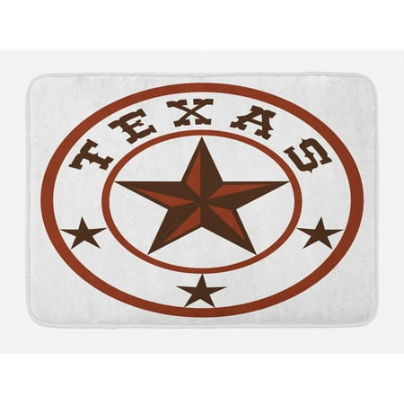 Texas Star Bath Mat Round Symbol With Lone Star Earth Toned