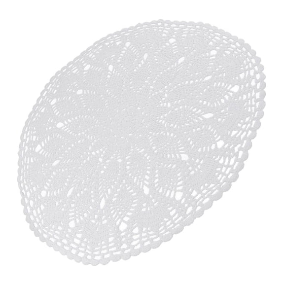 Yunhgft Round Floral Hand Crochet Table Placemats White Table Doilies Lace for Party,