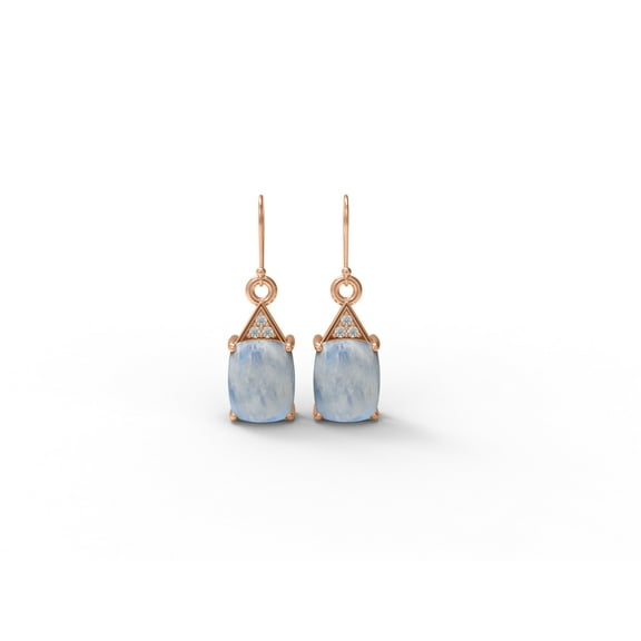 Mooneye 5.68 Ctw Cushion Moonstone 925 Sterling Silver Rose Vermeil Women Dangle Gifts Earrings