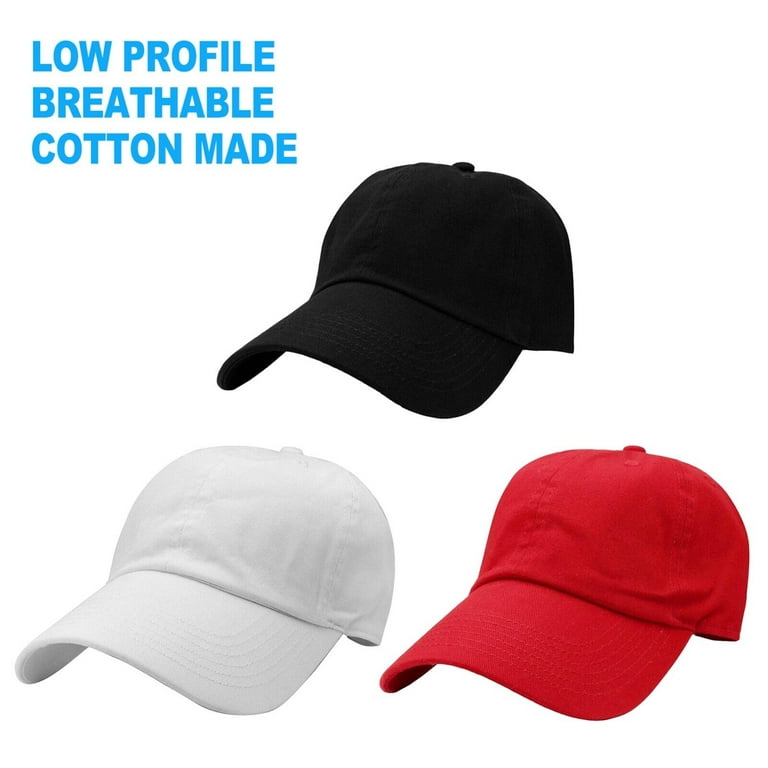 Hat & Set Women, 3 Sports Fit Red Fitted Caps, Hats Baseball Solid & Cotton of Black for Outdoor Seasons Men All White for Ball Flex Base
