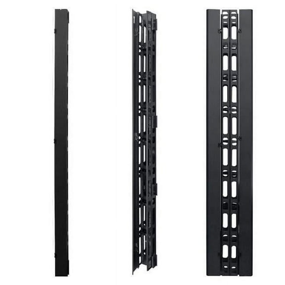 Wavenet 3051-N 74 in. Metal High Double Sided Vertical Cable Manager with Hinged Cover for 45U or Larger 2 Post & 4 Post Racks, Black