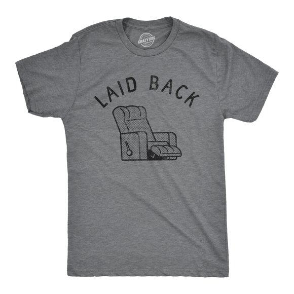 Mens Laid Back T Shirt Funny Sarcastic Recliner Chair Graphic Novelty Tee for Guys (Dark Heather Grey - LAID) - 3XL