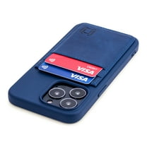 Dockem iPhone 13 Pro Wallet Card Case; Built-in Metal Plate for Magnetic Mounting, 2 Card Holders, Silicone Exec M2T [Navy/Navy]