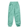 thumbnail image 4 of LiiYii Girls Boys Jazz Stage Performance Costume Shiny Hip Hop Street Dance Harem Pants Metallic Leggings Light Green 12, 4 of 6