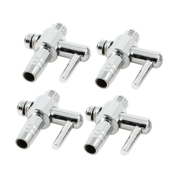 Unique Bargains 4pcs 1/5" Threaded 2 Outlet Aquarium Fishing Tank Air Distributor Stainless Steel Lever Valve