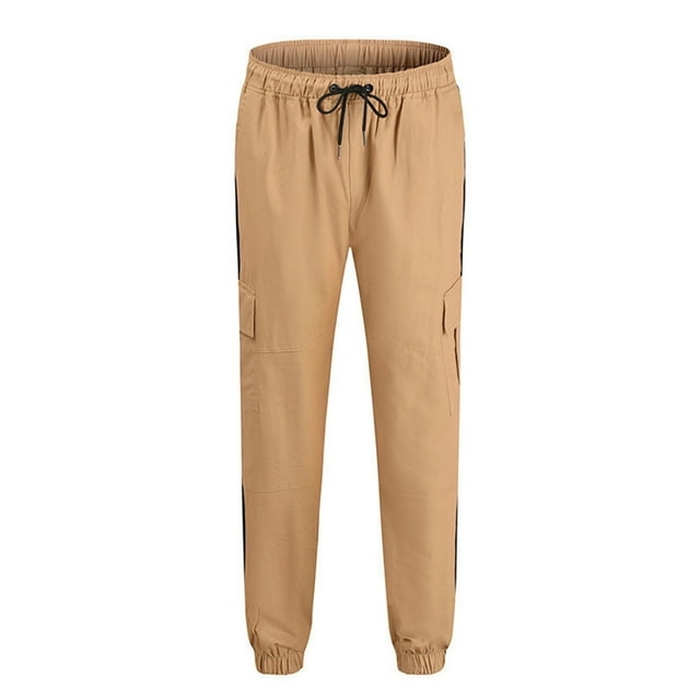 Mens Sweatpants with Flap Pockets Cinch Bottom Athletic Cargo Pants for Workout,Running,Training,Jogging,Gym