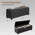 thumbnail image 2 of 38-inch Dark Grey Fabric Storage Ottoman Bench with Hinged Lid - Long End of Bed Bench for Bedroom, Living Room & Entryway, Footrest Seat Trunk, 2 of 14