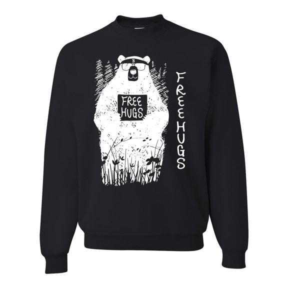 Free Bear Huge Funny Meme Unisex Crewneck Graphic Sweatshirt, Black, Small