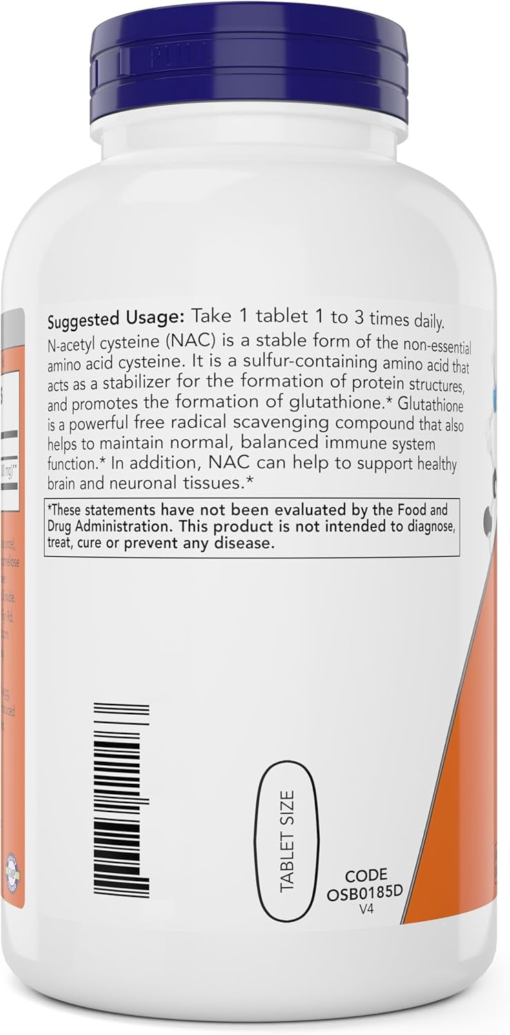 NOW NAC, 1000 mg, 250 tablets, Vegetarian and Vegan, Non-GMO