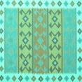 thumbnail image 1 of Ahgly Company Indoor Square Southwestern Turquoise Blue Country Area Rugs, 5' Square, 1 of 4