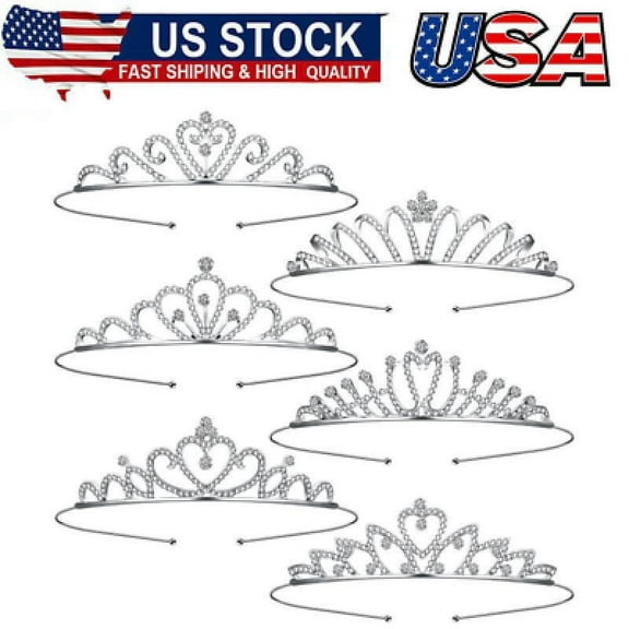 6Pcs Tiara for Women Crystal Tiara Crowns Rhinestone Headpiece Bridal Wedding