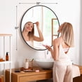 thumbnail image 3 of TOPCOMFY 30 Inch Round Wall Mirror High-Definition Reflection with Aluminum Alloy Frame for Bathroom and Living Room, Black, 3 of 5