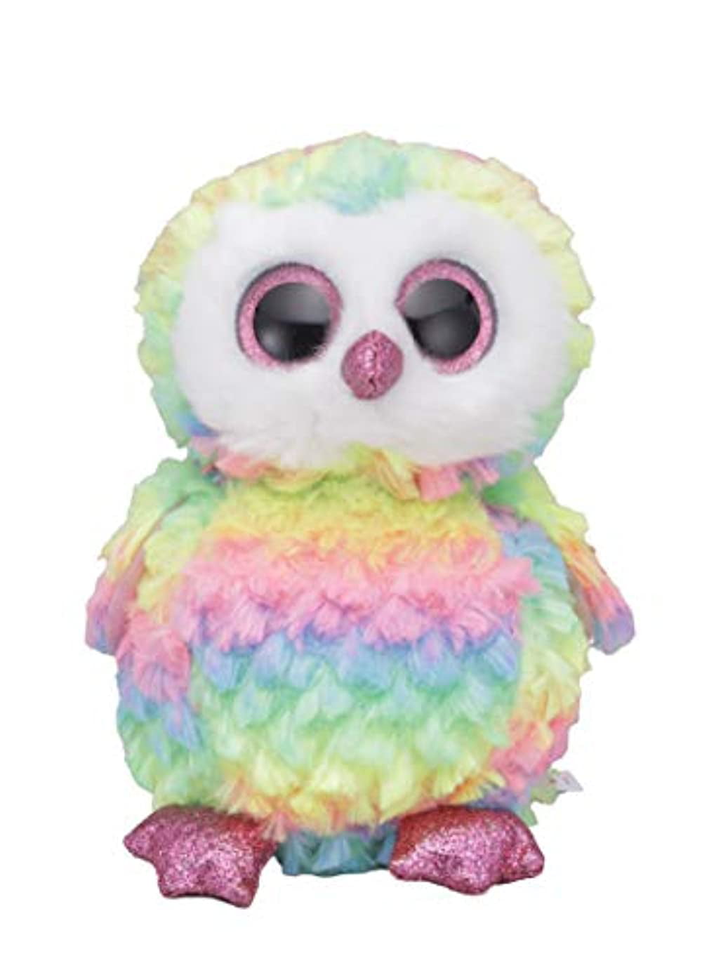 Ty Beanie Boos 6" Owen the Rainbow Owl Stuffed Animal Plush NWMT's w/ Heart Tags 
