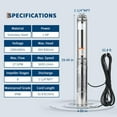 thumbnail image 5 of Deep Well Submersible Pump 4" Stainless Steel Water Pumps with 33ft Electric Cord & Check Valve for Industrial, Irrigation&Home Use, IP68 Waterproof Grade, 5 of 7