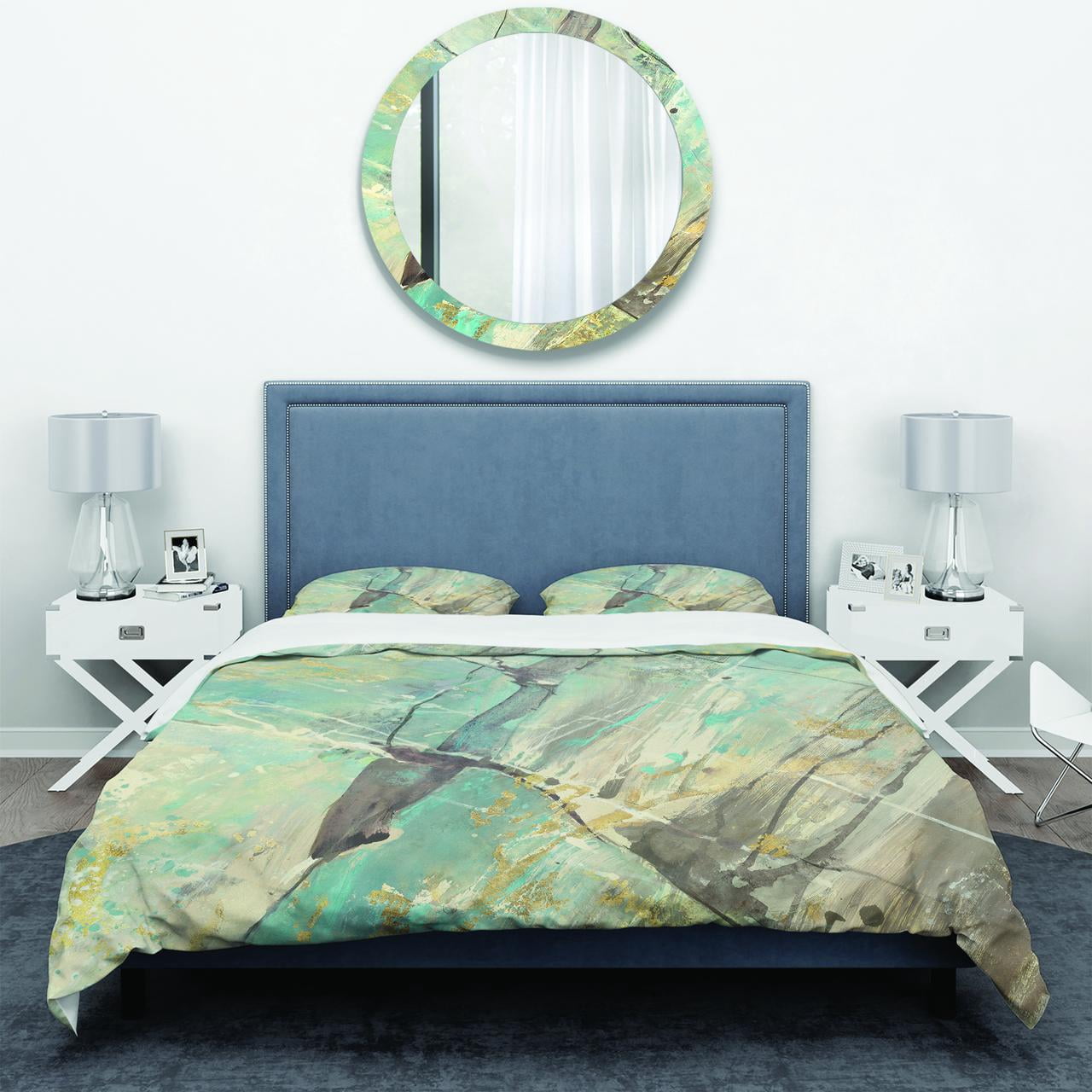Designart 'Mineral Landscape in Blue, Cream and Brown' Geometric Duvet Cover Set