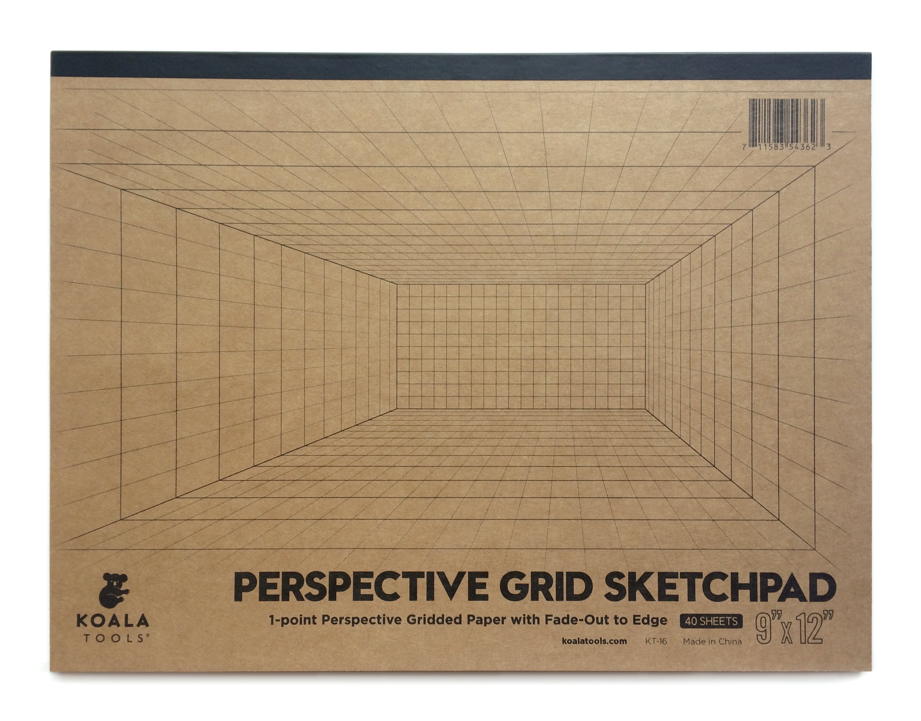 2-Point 40 pp - Perspective Grid Graph Paper for Interior Design Drawing Perspective Architectural and 3D Design Industrial Large Sketch Pad 11 x 17 Koala Tools 
