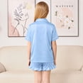 thumbnail image 5 of Aideaone Girls Satin Pajama Set Short Sleeve Button Down Silk Sleepwear 2 Piece Summer Loungewear for Child Girl 6-14Y, 5 of 6