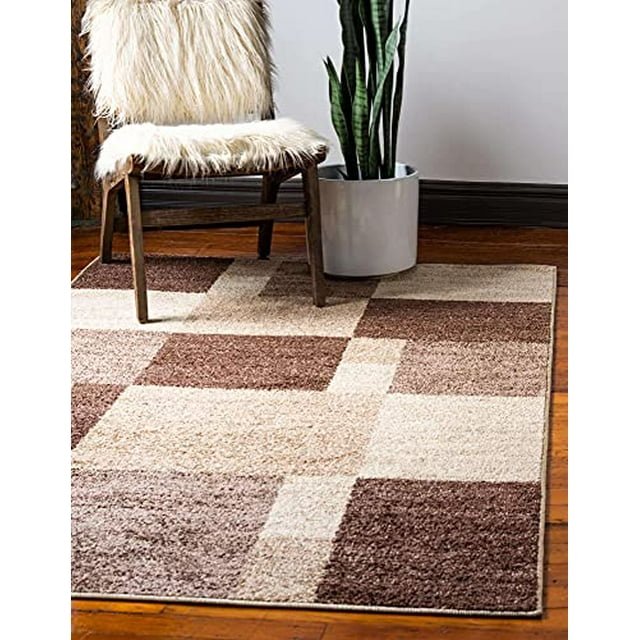 Unique Loom Automne Collection Abstrait Damier Casual Zone Chaude Tapis, 5 x 8 Pieds, Beige/marron Foncé