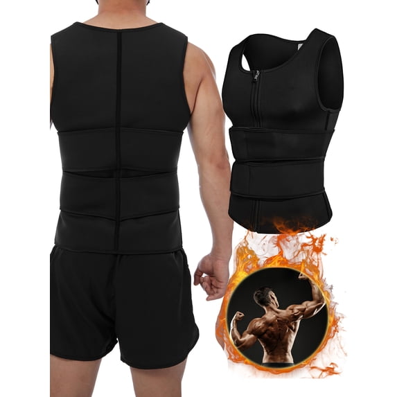 YouLoveIt Sweat Sauna Vest for Mens Waist Trainer Workout Waist Trimmer Vest Neoprene Sauna Sweat Suit Tank Top Adjustable Sauna Workout Zipper
